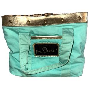 Betsey Johnson Mint‎ Green and Leopard Tote Bag